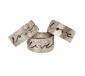Love Times Love 1/2 set | Wedding Rings | 9k White Gold - Click Image to Close